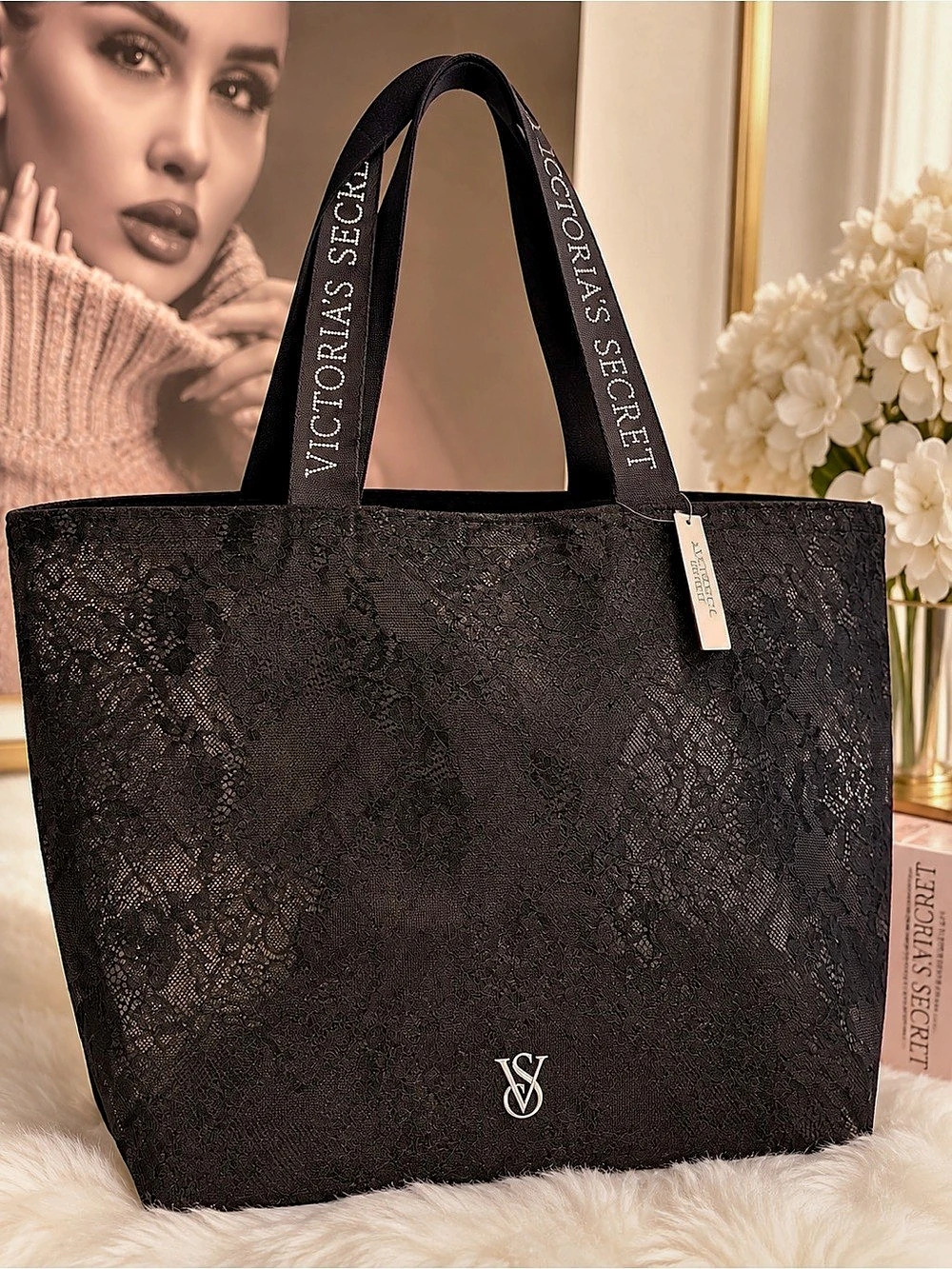 Victoria's Secret Mesh Black Tote NWT